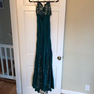 Jade Green silk and lace formal dress